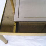 End table, end table in bronze gold and double glass mirror 70's