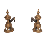 Paire de chenêts en bronze doré