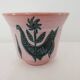 Ceramic flowerpot vase with rooster design - signed yvon roy durtal vallauris