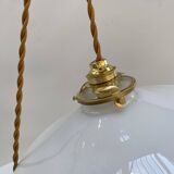 Pair of vintage white opaline pendant lights