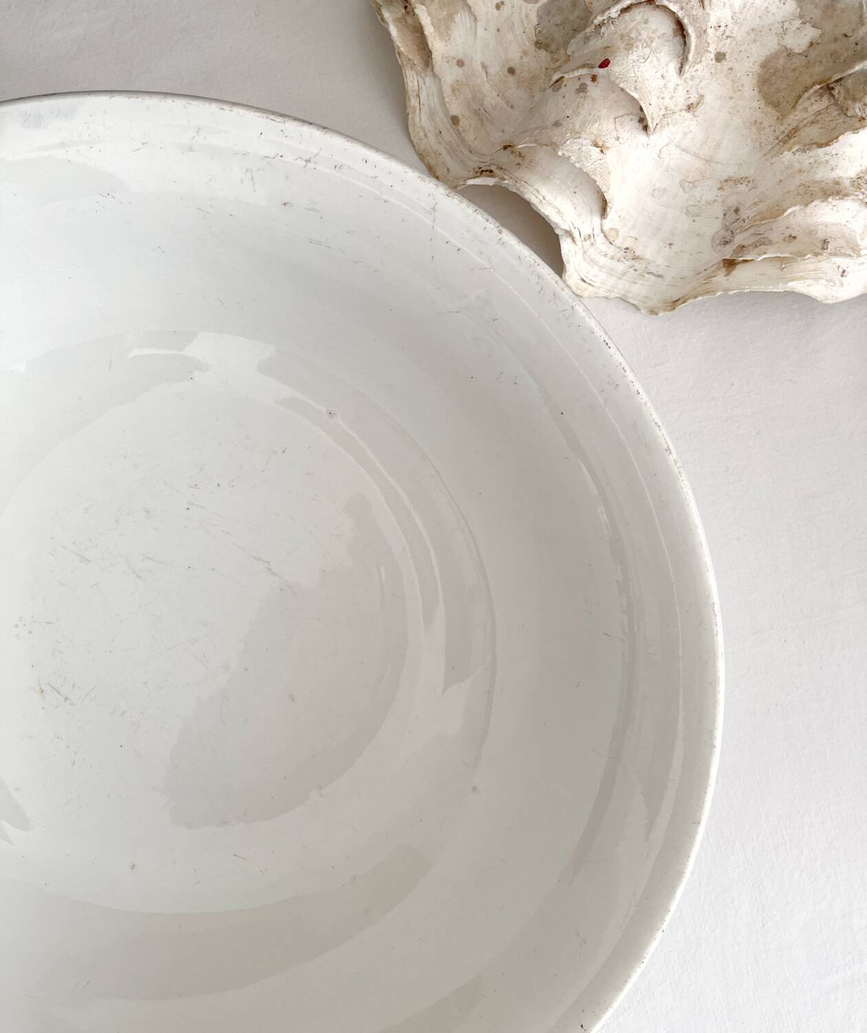 Antique ironstone salad bowl from Creil and Montereau