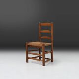 French Wabi-Sabi wood and wicker side Chair, 1850s