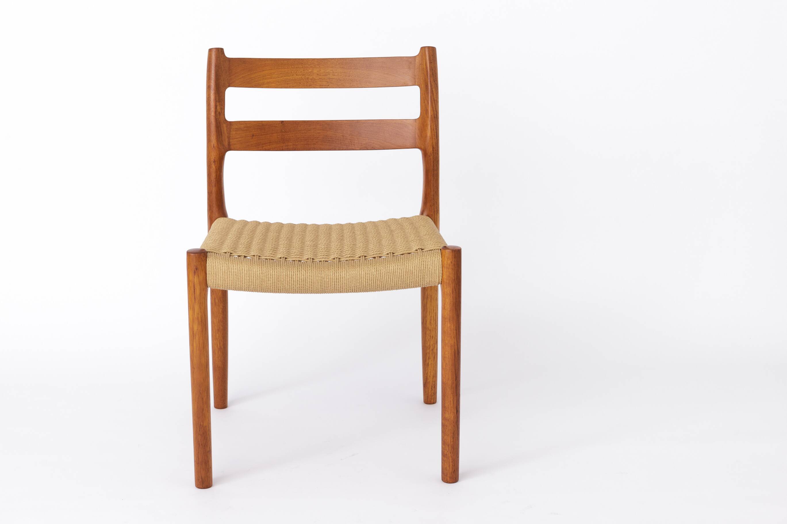 Set of 6 Niels Otto Moller Teak Dining Chairs, Model 84, 1976 –Renewed Cord