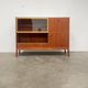 High vintage wooden sideboard with display cabinet and bar - Scandinavian style