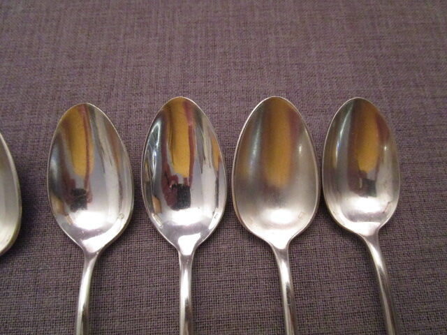 Set of 6 small old silver metal spoons mismatched