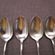 Set of 6 small old silver metal spoons mismatched