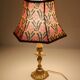 Recycled vintage lamp — antique bronze candlestick base and graphic flowers