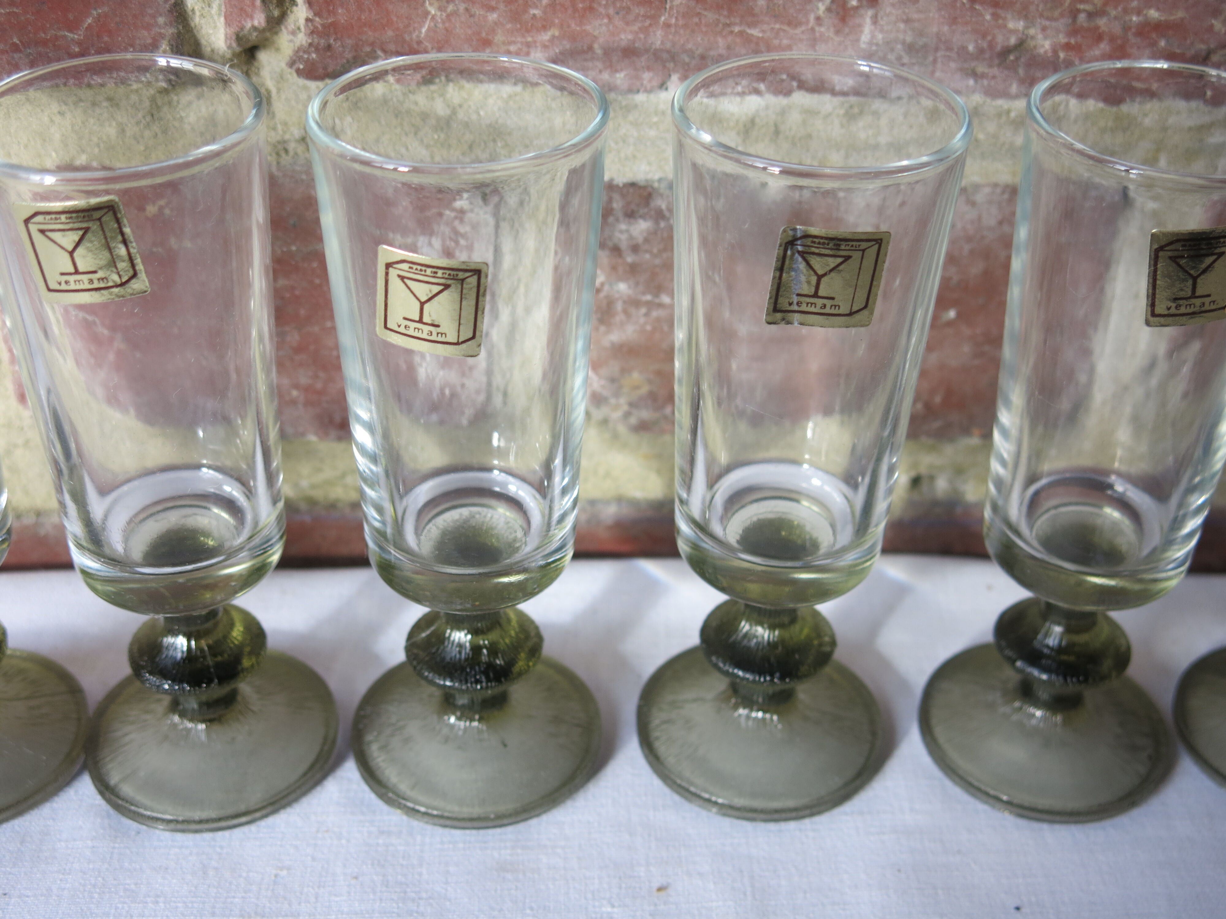 6 flûtes Vemam made in Italy pied vert