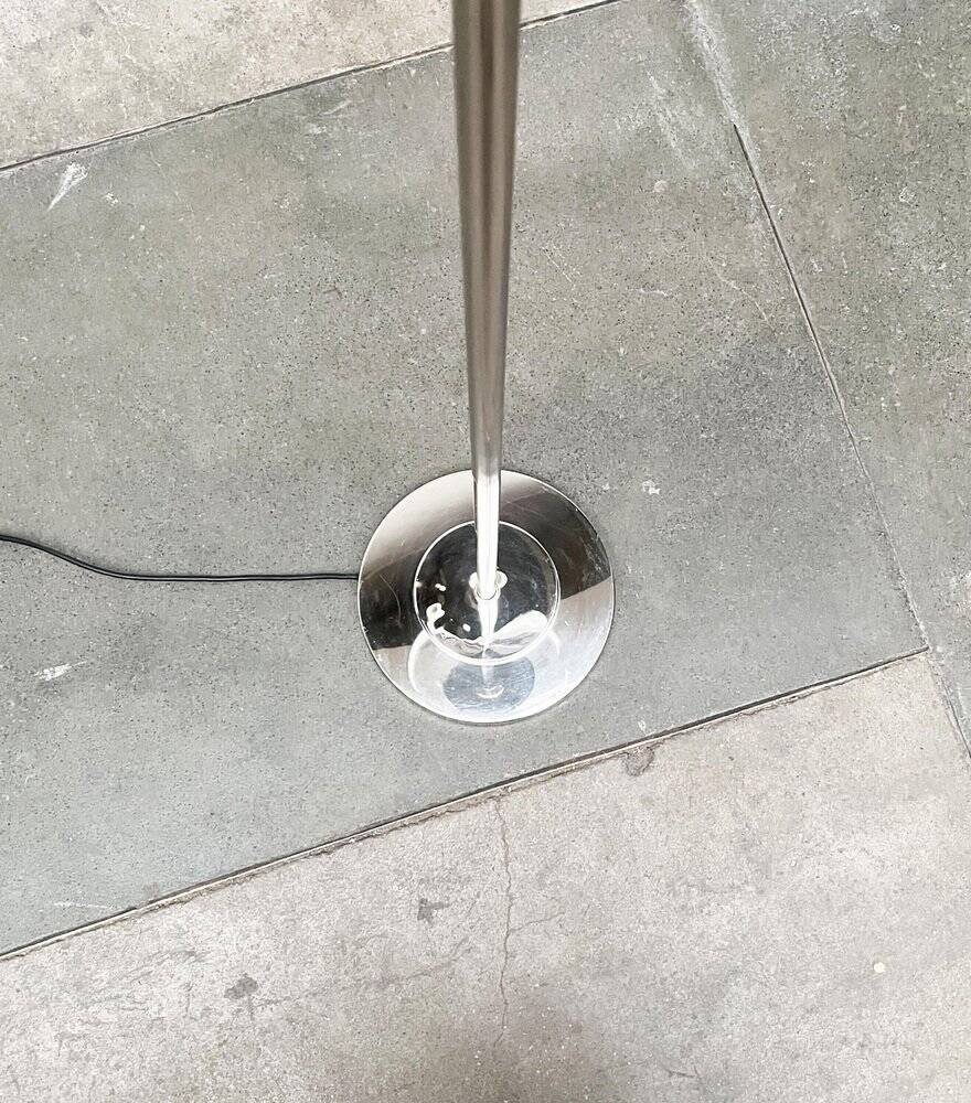 Spherical chrome and glass planetary floor lamp from the mid-century German space age by Doria Leuchten, 1960s.