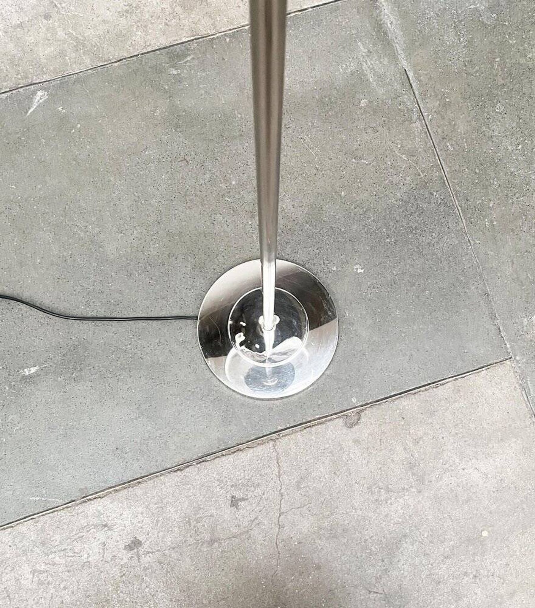 Spherical chrome and glass planetary floor lamp from the mid-century German space age by Doria Leuchten, 1960s.