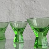 Green glass Art Deco liquor  set, Czechoslovakia 1920s-1930s