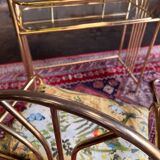Dressing table and matching psyche in gold metal and glass 70