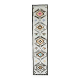Tapis de couloir turc Oushak vintage fait à la main en laine et coton blanc