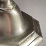 Steel candlestick lamp and grey velvet
