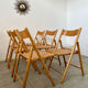 Lot 6 folding wooden chairs and vintage rattan canning year 60