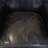 Set of 2 subtle black armchairs in English style with reversible Kelim seat cushion