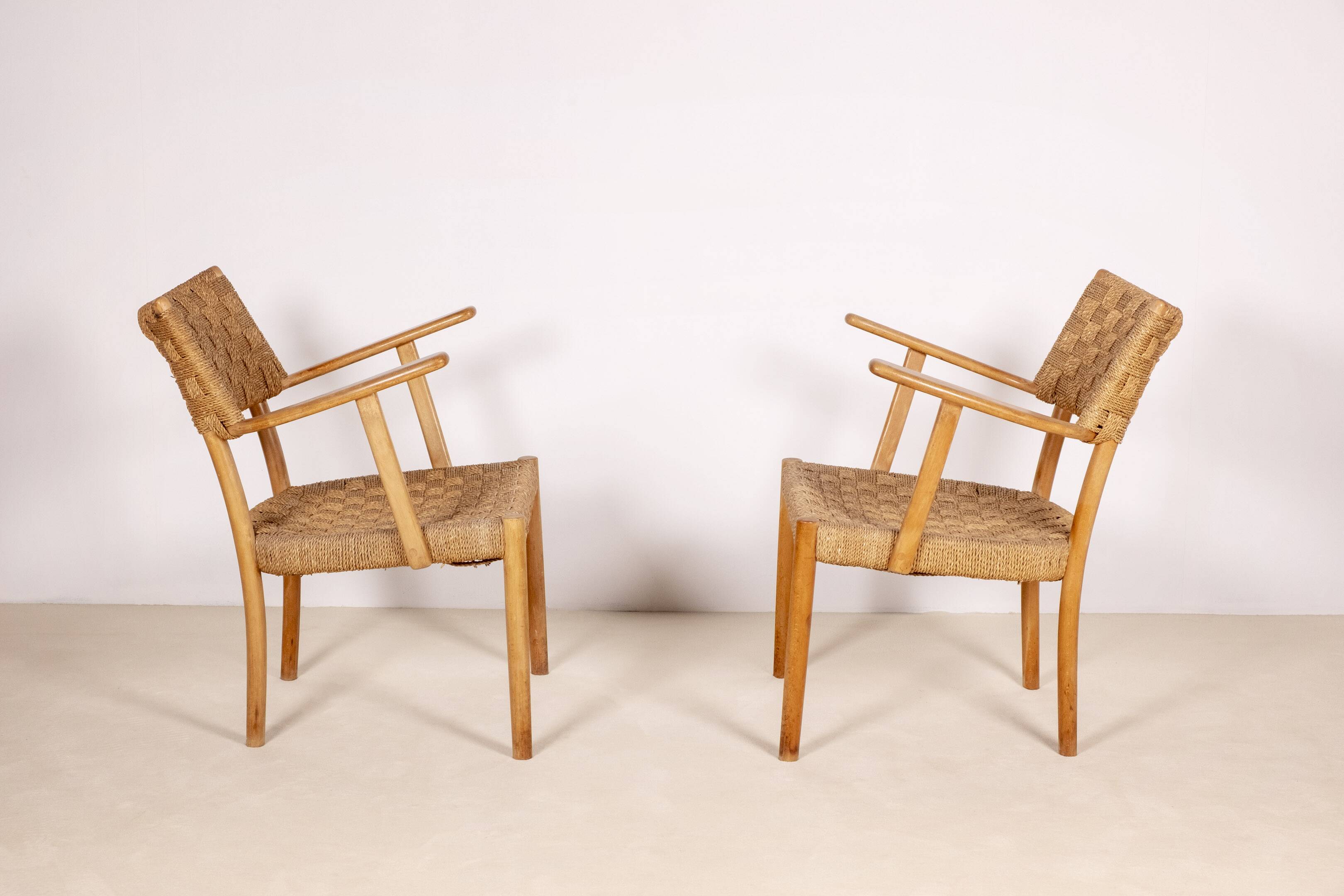 Pair of Karl Schrøder Model 1570 Lounge Chairs, Fritz Hansen, 1930s