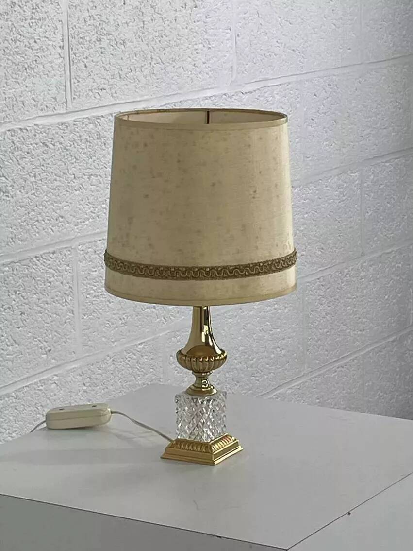 Lampe ancienne en crystal et laiton