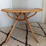 Rattan and oak coffee table from the 60s