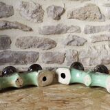 Pair of candlesticks 3 arms in glazed ceramic
