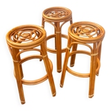 3 vintage rattan stools from the 70s
