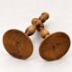 Pair of antique turned wooden candlesticks