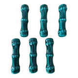 6 vintage green earthenware knife holders 50 bamboo shape