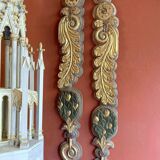18th Century Italian Handcarved Polychrome Painted Pilaster Friezes, Set of 2