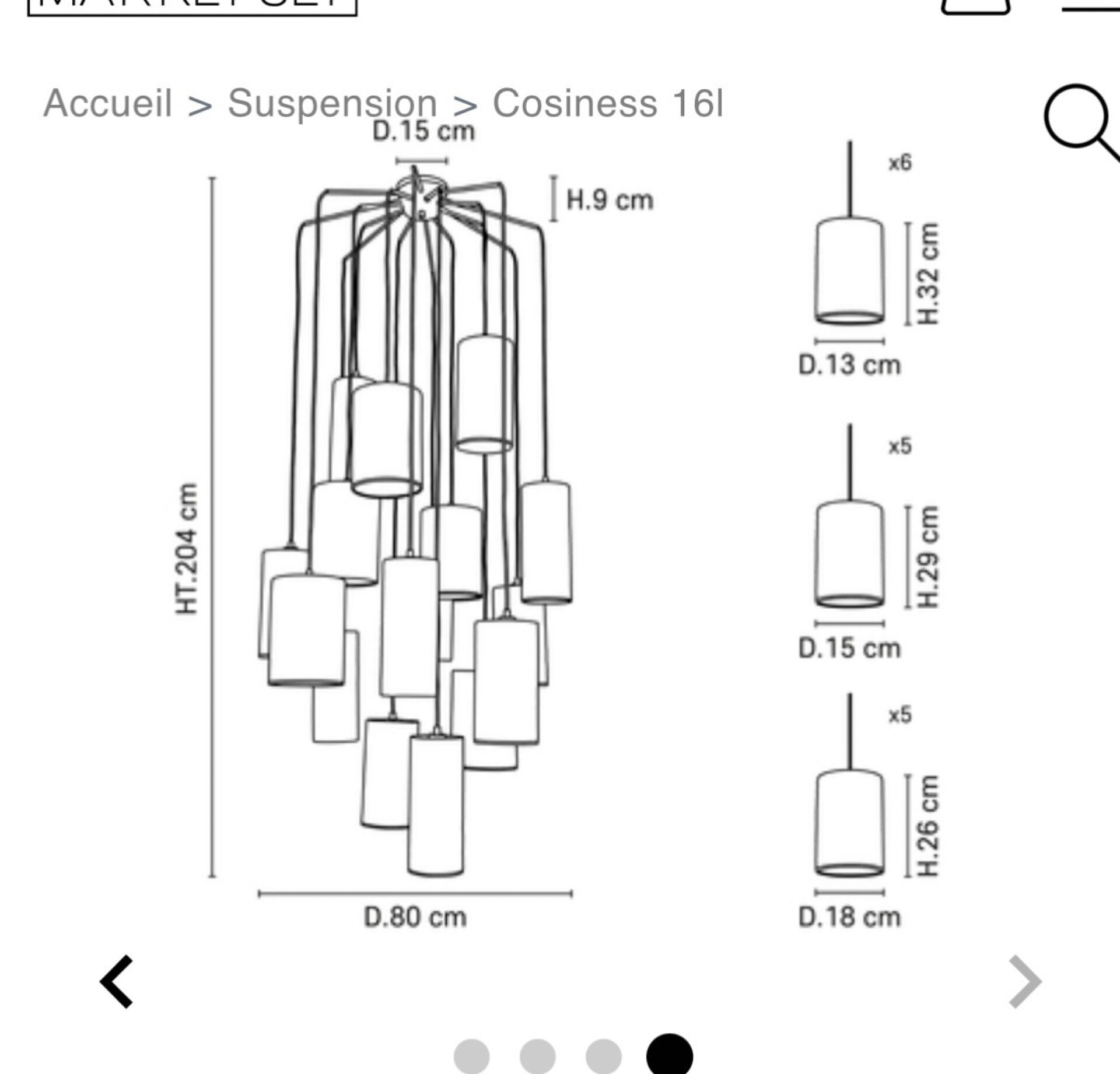 Brand new. Hanging Light Cosiness 16L from Market Set