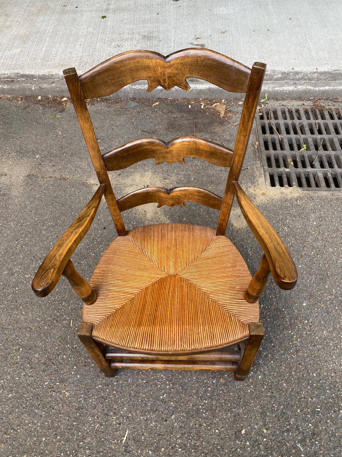 Provencal office chair in solid wood and straw