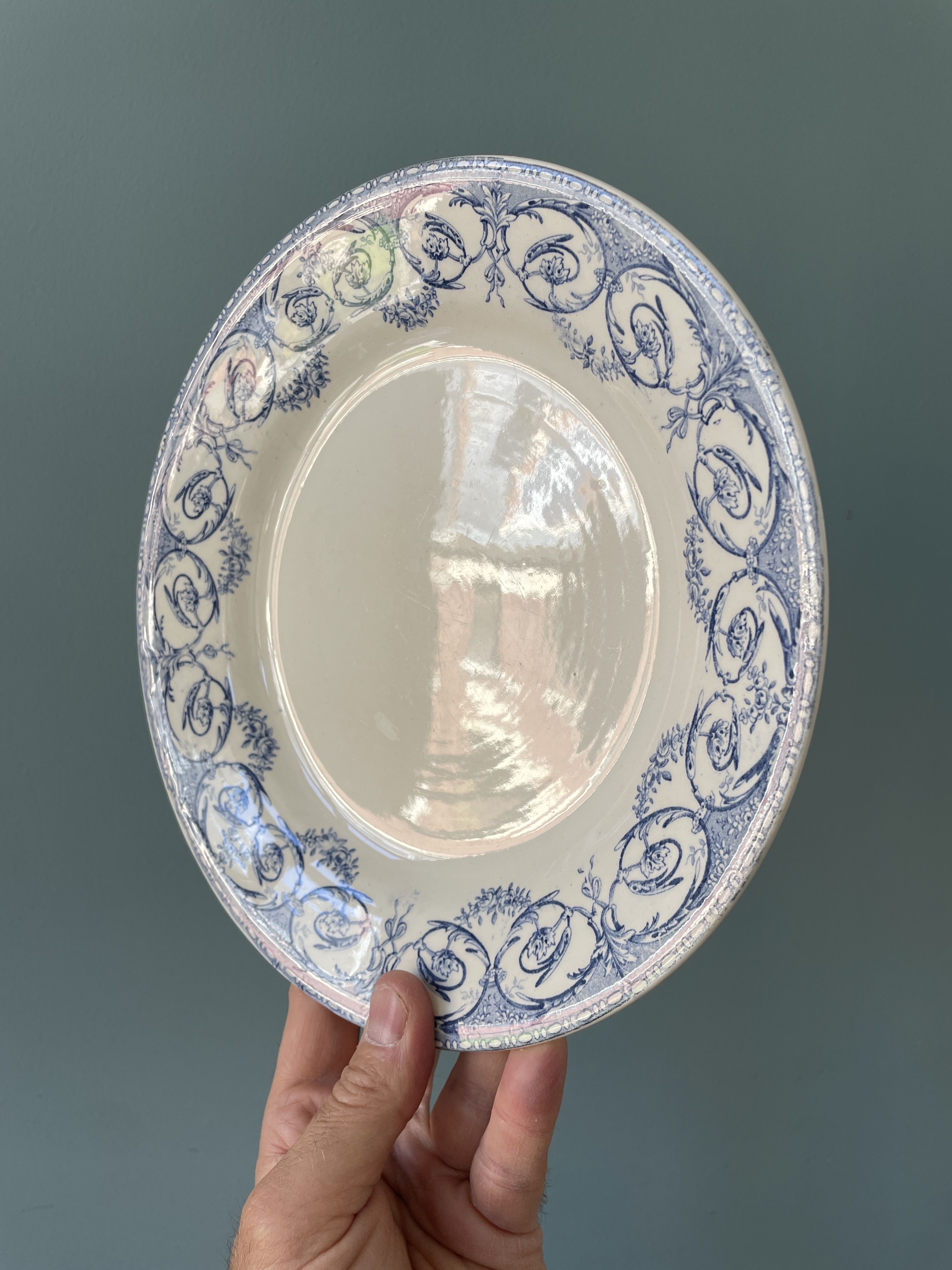 Set of 12 plates Terre de Fer Creil and Montereau, Dubarry service