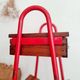 Small piece of furniture - boarding school type bedside table wood red metal