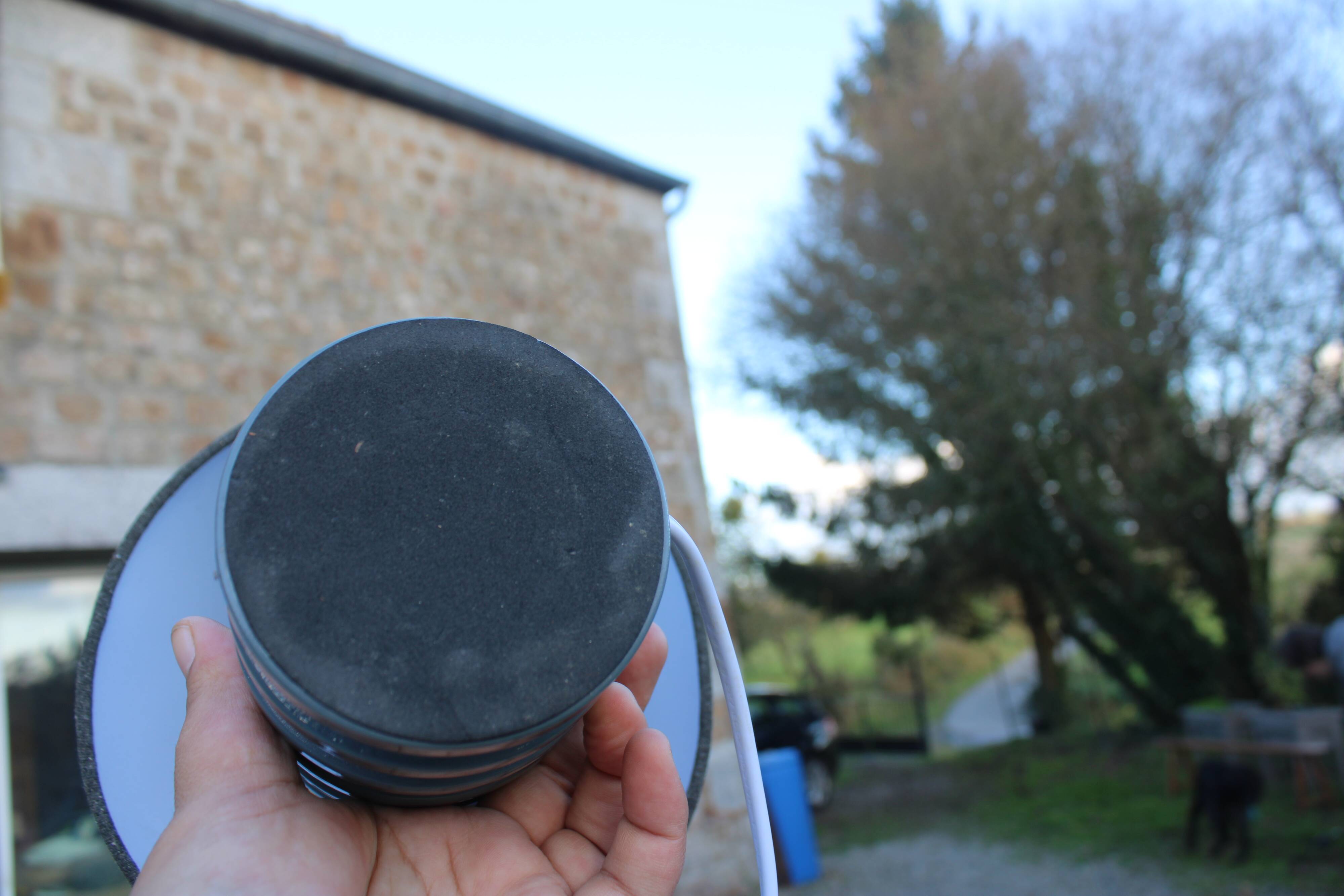 Pair of grey ceramic lamps & mottled grey lampshades – Contemporary design