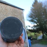 Pair of grey ceramic lamps & mottled grey lampshades – Contemporary design