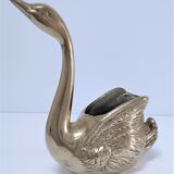Zoomorphic solid brass swan pen holder
