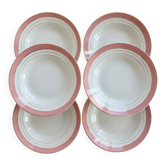 6 vintage Lunéville K&G deep plates in the Régence model.