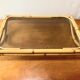 Large vintage tray in bamboo and smoked glass