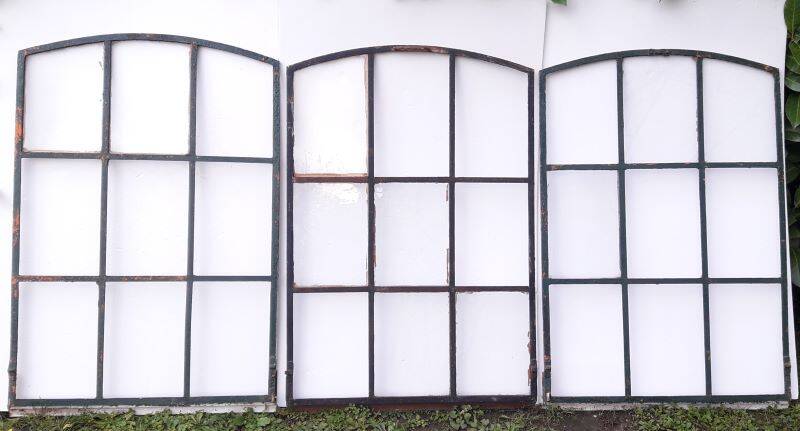 Industrial arched metal windows L73xH110 19th century glass roof