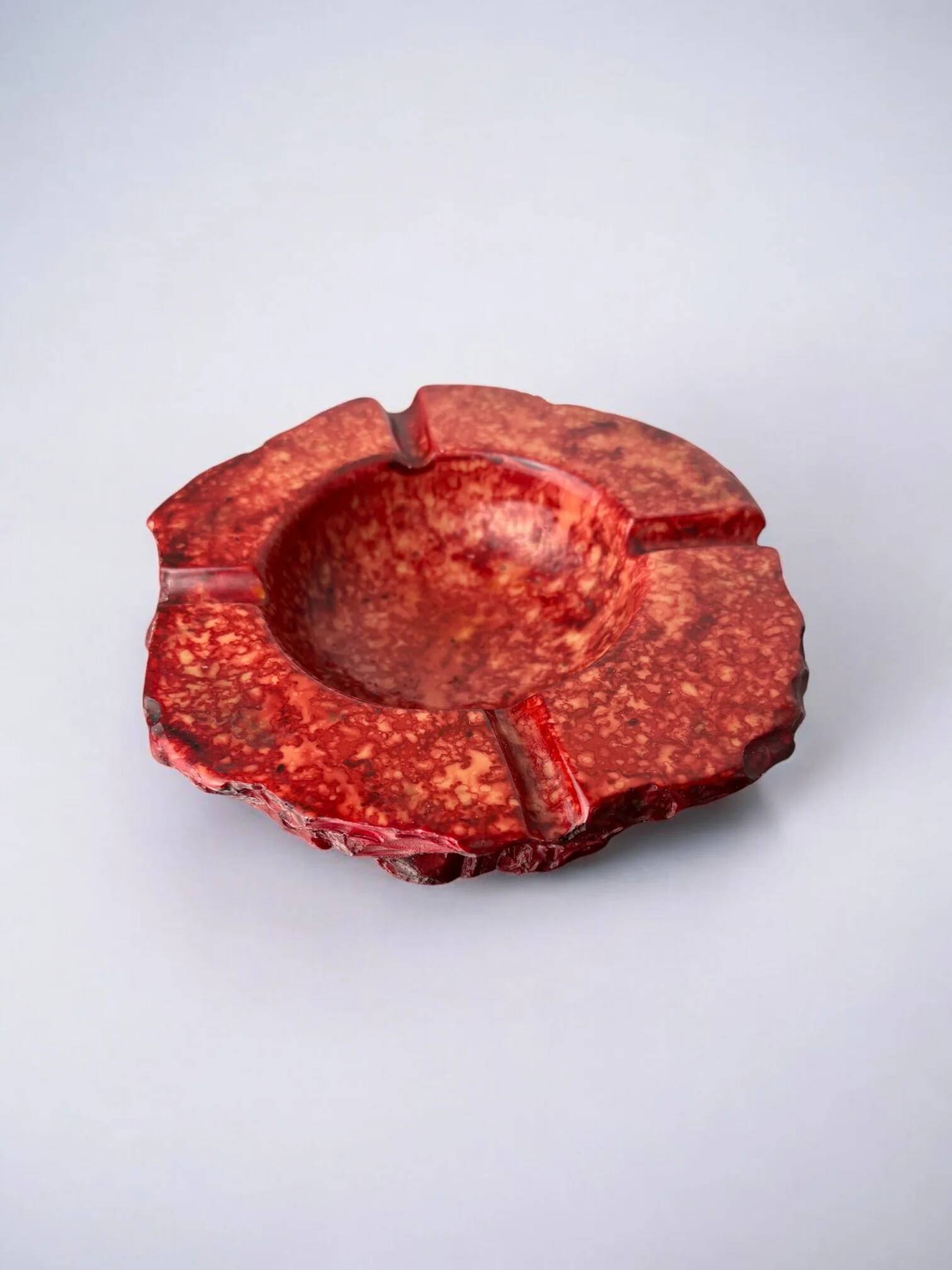 Red faux alabaster ashtray by Romano Bianchi, Italy, 1970s
