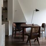 French Mid Century Wooden Squared Dining Table by Pierre Jeanneret, 1950s