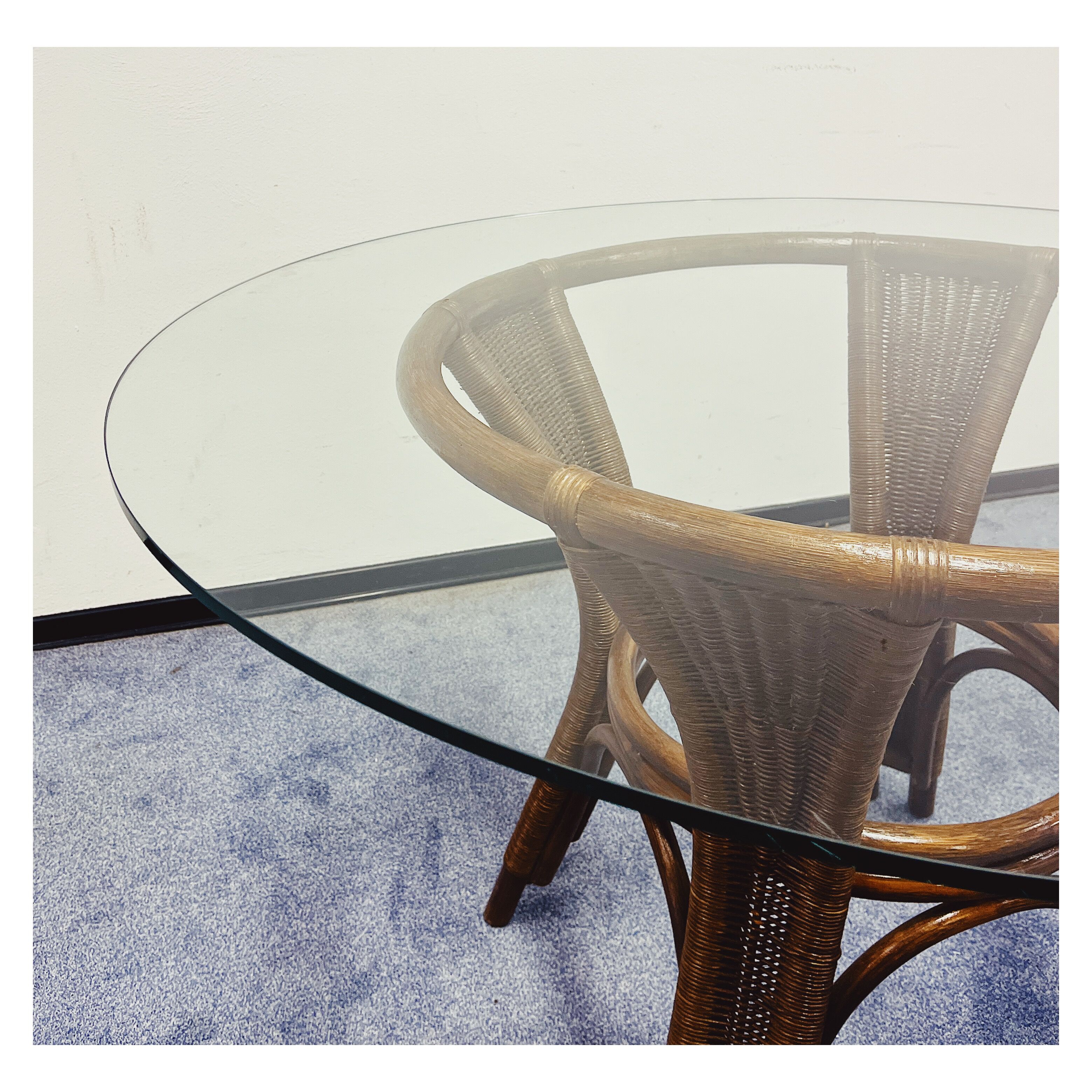 Vintage dining table rattan