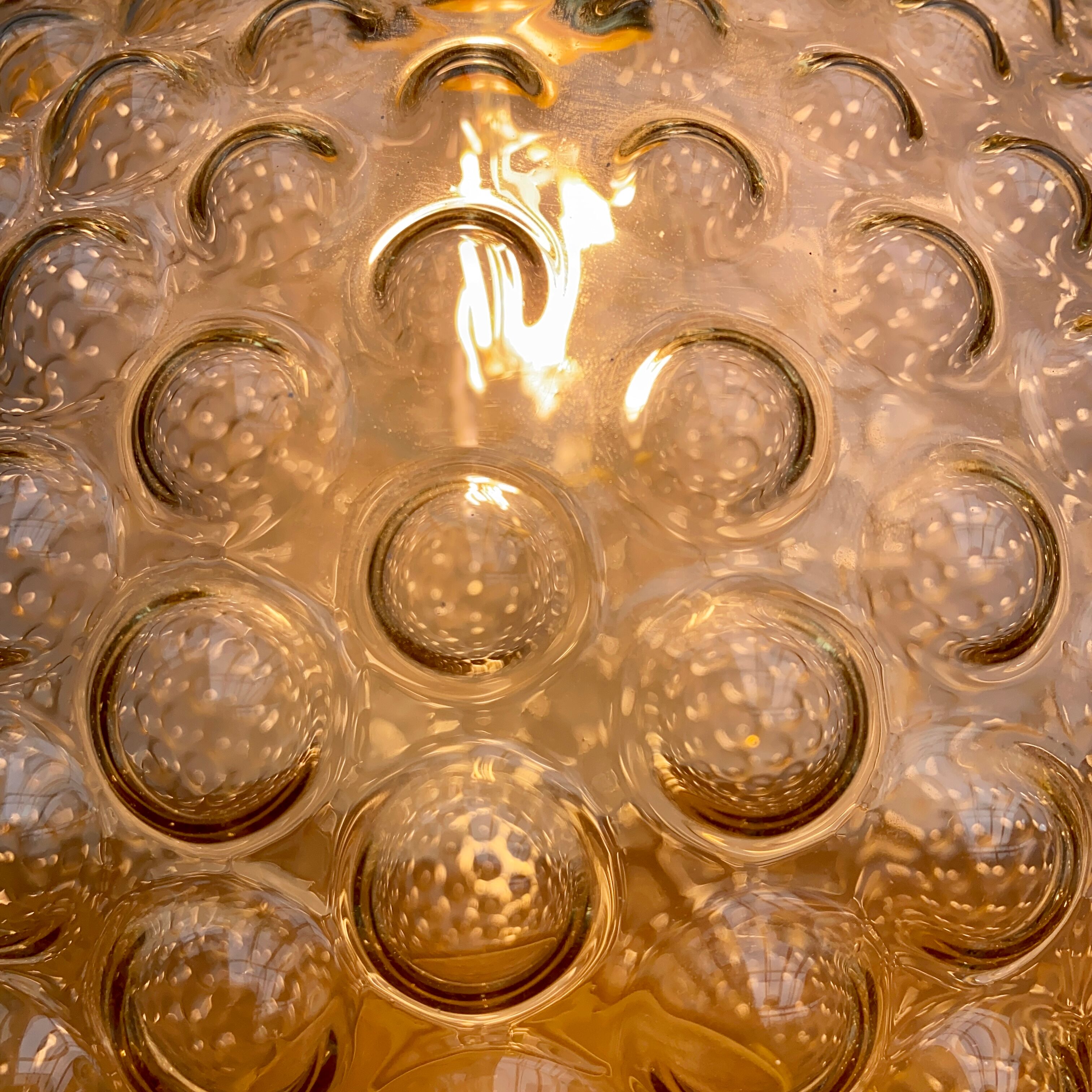 Vintage amber glass globe hanging lamp