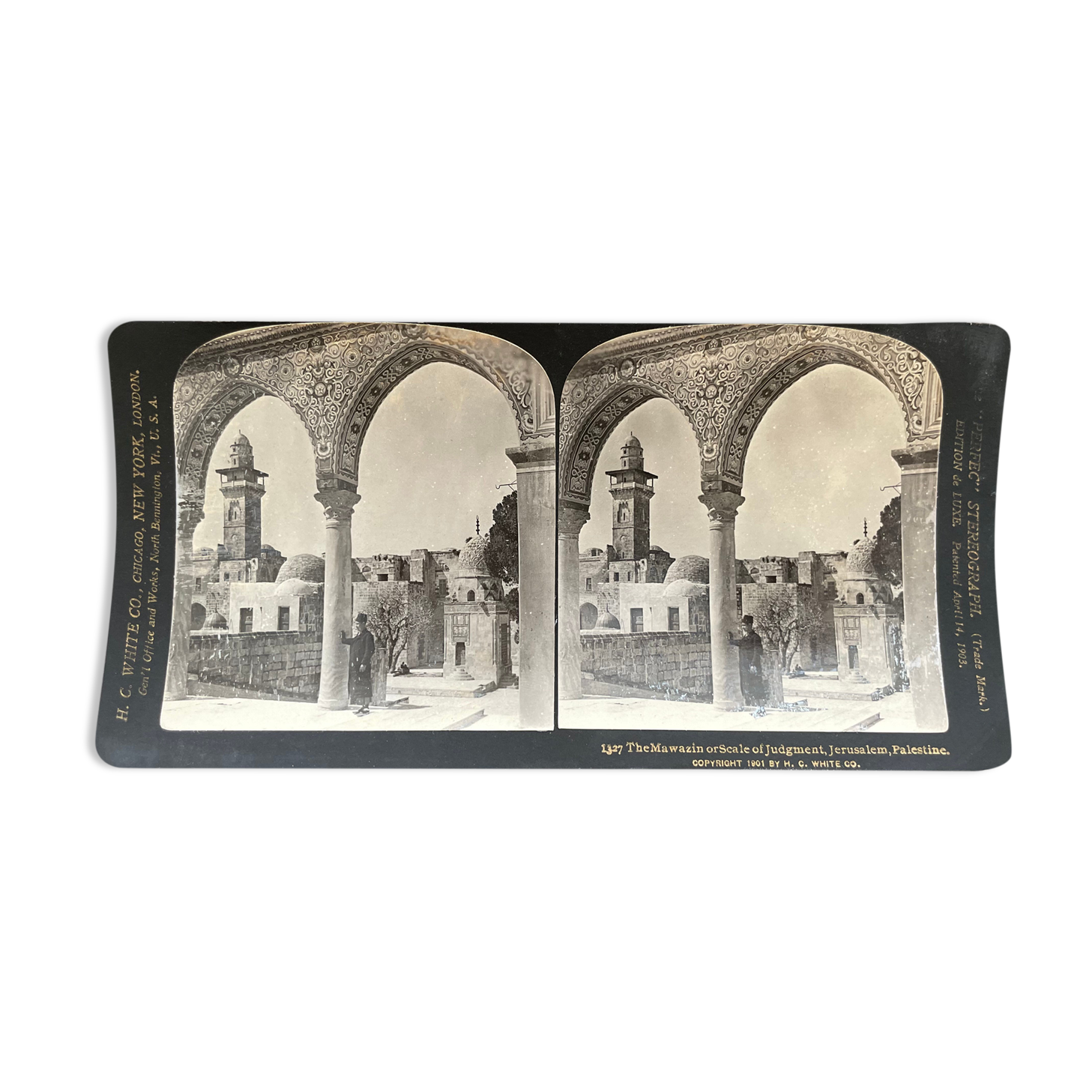 Old photography stereo, stereograph, luxury albumine 1903 Scale of Judgment