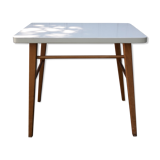 Wooden coffee table and grey tray