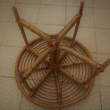 Vintage wicker rattan coffee table