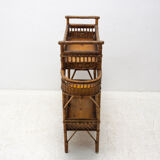 Mid century wicker and beech plant stand, 1960´s, Central Europe