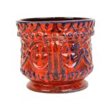 Bay Bodo Mans Red Blue Flowerpot West Germany Pottery Vase 166-21