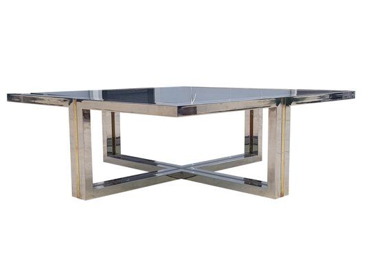 Vintage coffee table in brass and chrome, 1970