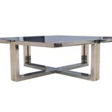 Table basse vintage en laiton et chrome, 1970