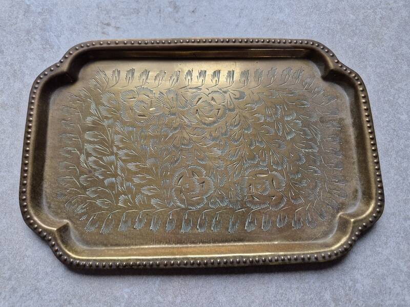 Antique letter tray, letters, in copper or brass - India